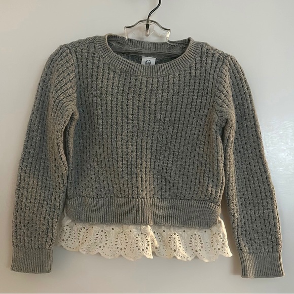 Grey Sweater with Eyelet Peplum - Picture 1 of 5